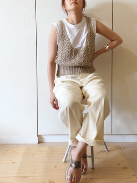 「petitcro（プティクロ）のpetitcro  ワイドバングル PCKB1901001（バングル/リストバンド）」を使った、NAnaさん（レディース・158cm）の夏コーディネート