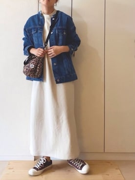 「SLOBE IENA（スローブイエナ）のアイテム（デニムジャケット）」を使った、NAnaさん（レディース・158cm）の秋コーディネート
