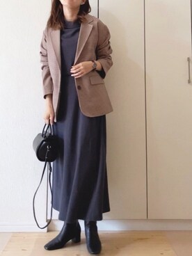 「チェック柄に恋してる」｜「アイテム（アナログ腕時計）」を使った、NAnaさん（レディース・158cm）の秋コーディネート