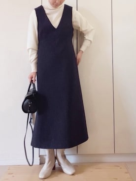 「MK MICHEL KLEIN（エムケーミッシェルクラン）のアイテム（ワンピース/ドレス）」を使った、NAnaさん（レディース・158cm）の冬コーディネート