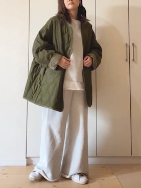 「スタンスミス」｜「アイテム（ノーカラージャケット）」を使った、NAnaさん（レディース・158cm）の冬コーディネート