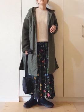 「NOISE MAKER（ノイズメーカー）のアイテム（スカート）」を使った、NAnaさん（レディース・158cm）の冬コーディネート