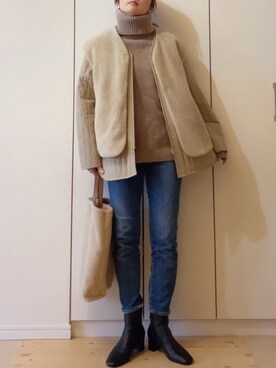 「キルトジャケット」｜「アイテム（アクセサリー）」を使った、NAnaさん（レディース・158cm）の冬コーディネート