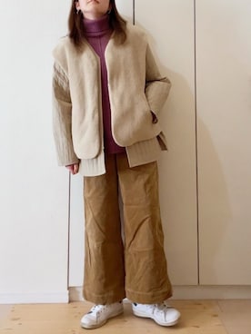 「Moname（モナーム）のアイテム（パンツ）」を使った、NAnaさん（レディース・158cm）の冬コーディネート