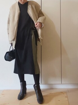 「プリーツ」｜「アイテム（その他アウター）」を使った、NAnaさん（レディース・158cm）の冬コーディネート