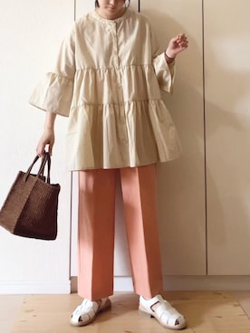 「AmbreNeige」｜「アイテム（スラックス）」を使った、NAnaさん（レディース・158cm）の春コーディネート