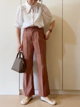 「AmbreNeige」｜「アイテム（スラックス）」を使った、NAnaさん（レディース・158cm）の夏コーディネート