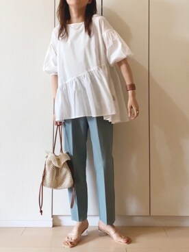 「reca（レカ）のアイテム（スラックス）」を使った、NAnaさん（レディース・158cm）の夏コーディネート