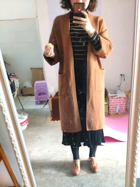 「アイテム（その他トップス、ブラウン系）」を使った、艾木安格瑞2018さん（レディース・160cm）の春コーディネート