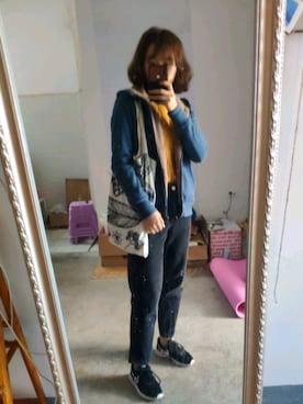 「UNIQLO（ユニクロ）のアイテム（スタジャン）」を使った、艾木安格瑞2018さん（レディース・160cm）の春コーディネート