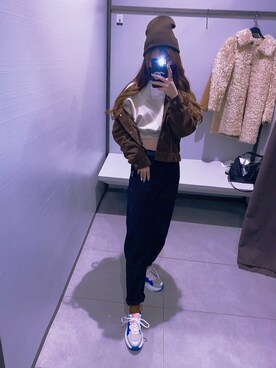 「UNIQLO（ユニクロ）のアイテム（ジャケット/アウター、ブラウン系）」を使った、xxxm818さん（レディース・152cm）の冬コーディネート