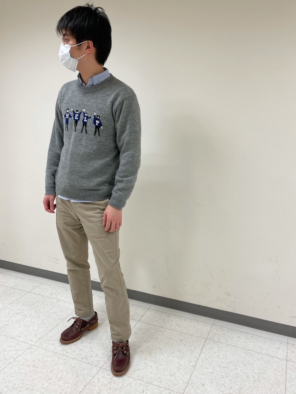 「REGALのデッキシューズ 09C JE38 BRW 24.5cm（モカシン/デッキシューズ、ブラウン系）」を使った、taigaさん（メンズ・177cm）の春コーディネートの1枚目の写真