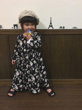 「スポサン」｜「アイテム（ハンチング/ベレー帽）」を使った、SuzuMinaさん（キッズ・80cm）の春コーディネート