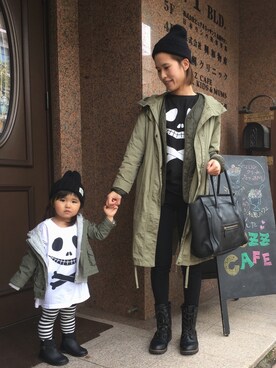 「ハロウィン」｜「アイテム（ブーティ）」を使った、SuzuMinaさん（キッズ・90cm）の秋コーディネート