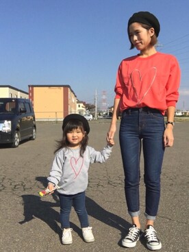 「CONVERSE（コンバース）のconverse（コンバース） ALL STAR OX（オールスターOX）（スニーカー）」を使った、SuzuMinaさん（キッズ・90cm）の秋コーディネート