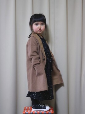 「COMME CA ISM（コムサイズム）のアイテム（その他アウター）」を使った、SuzuMinaさん（キッズ・90cm）の冬コーディネート