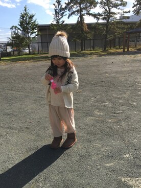 「handmade」｜「アイテム（キャップ）」を使った、SuzuMinaさん（キッズ・90cm）の秋コーディネート