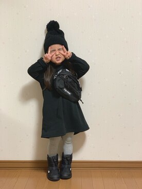 「ヌプシ」｜「アイテム（ワンピース/ドレス）」を使った、SuzuMinaさん（キッズ・90cm）の冬コーディネート