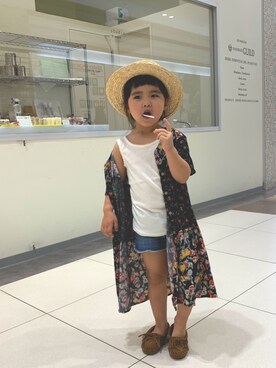 「ガウン」｜「アイテム（ワンピース/ドレス）」を使った、SuzuMinaさん（キッズ・74cm）の夏コーディネート