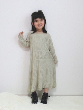 「ミントグリーン」｜「アイテム（ジャケット/アウター）」を使った、SuzuMinaさん（キッズ・100cm）の春コーディネート