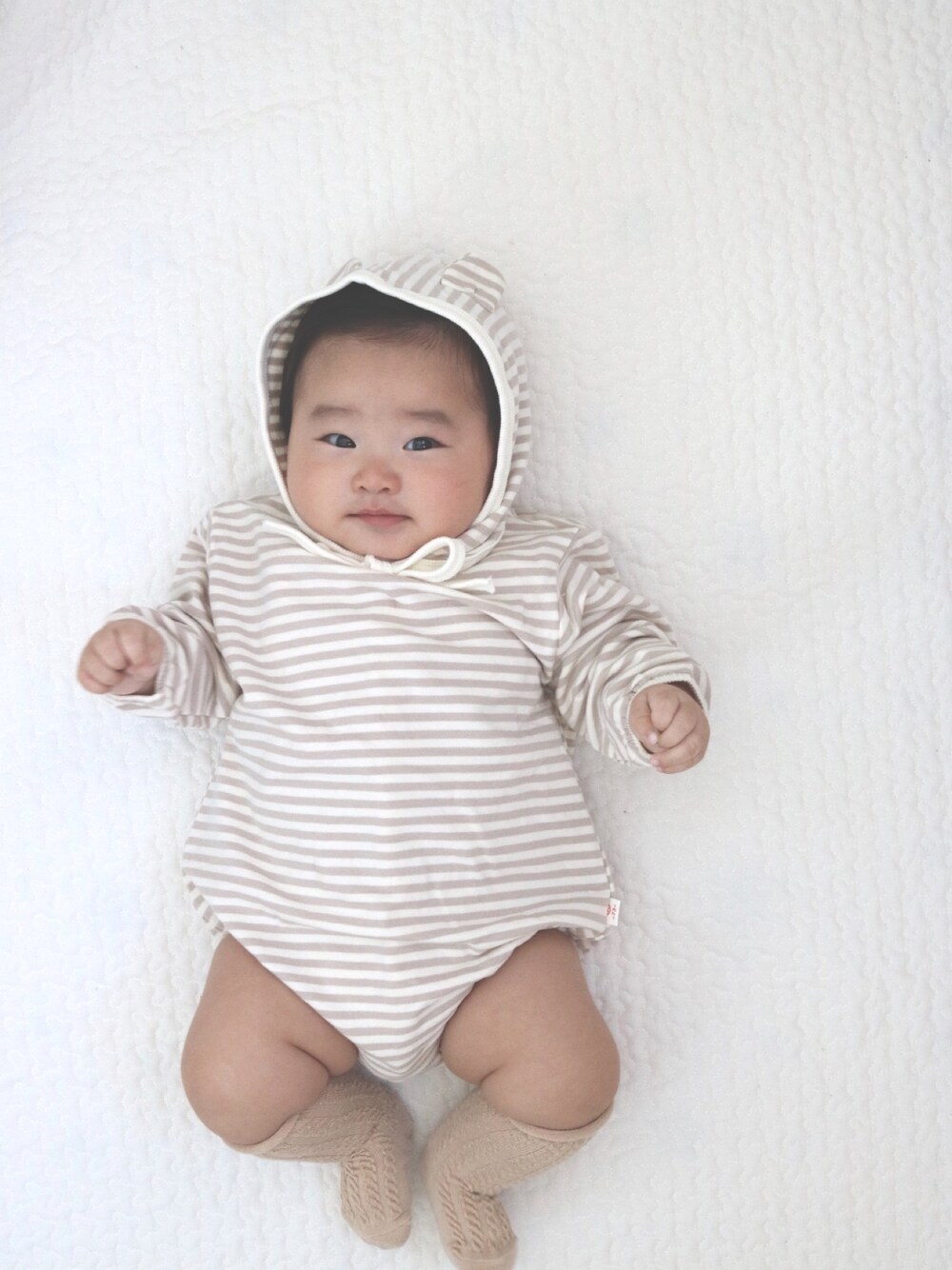 「秋のマイ旬スタイル、赤ちゃん、ベビーコーデ、韓国子供服、ロンパース、ボンネット」｜「韓国子供服のアイテム（ロンパース、その他）」を使った、SuzuMinaさん（キッズ・110cm）の秋コーディネートの1枚目の写真