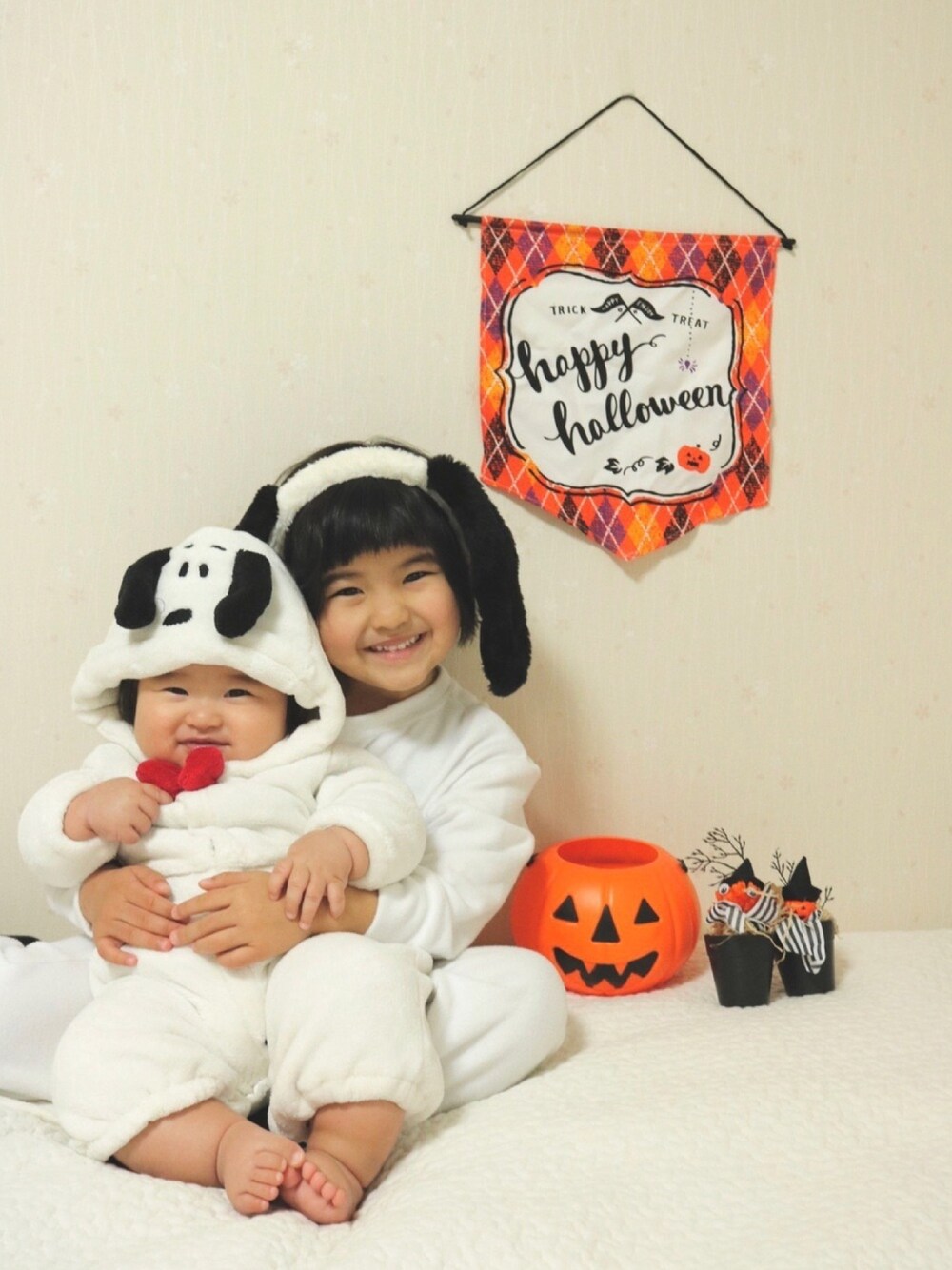 「wearhalloween2020、ハロウィンコーデ、スヌーピー、姉弟コーデ、ハロウィン」｜「SNOOPYのアイテム（その他、その他）」を使った、SuzuMinaさん（キッズ・110cm）の秋コーディネートの1枚目の写真