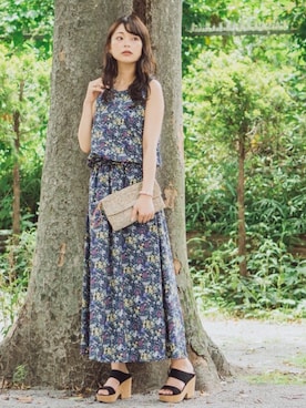 「Right-on（ライトオン）のアイテム（ワンピース/ドレス）」を使った、三村有希さん（レディース・156cm）の夏コーディネート