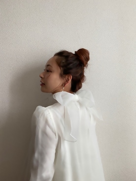 「amel（エイメル）のアイテム（トップス）」を使った、三村有希さん（レディース・156cm）の春コーディネート