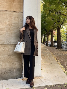 「Ameri（アメリ）のアイテム」を使った、三村有希さん（レディース・156cm）の秋コーディネート