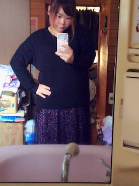 「Avail（アベイル）のアイテム（ニット/セーター、ブラック系）」を使った、maikoさん（レディース）の冬コーディネート