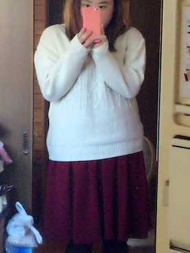 「Avail（アベイル）のアイテム（ニット/セーター、ホワイト系）」を使った、maikoさん（レディース）の冬コーディネート