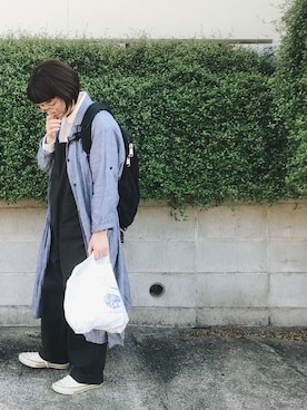 「Sunny clouds（サニークラウズ）のアイテム（サロペット/オーバーオール）」を使った、mioさん（レディース・155cm）の秋コーディネート