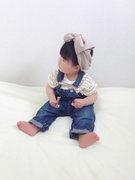 「OLD NAVY（オールドネイビー）のアイテム（オールインワン・サロペット）」を使った、YuAchiさん（キッズ・70cm）の春コーディネート