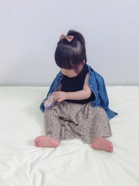 「ベージュ×ブラック」｜「アイテム（その他）」を使った、YuAchiさん（キッズ・70cm）の秋コーディネート