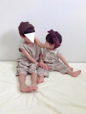 「2020秋チェッカーず」｜「アイテム（その他）」を使った、YuAchiさん（キッズ・70cm）の秋コーディネート