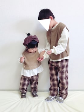 「apres jour（アプレジュール）のアイテム」を使った、YuAchiさん（キッズ・70cm）の秋コーディネート