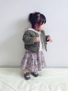 「ドッキングワンピ」｜「アイテム（ブルゾン）」を使った、YuAchiさん（キッズ・70cm）の秋コーディネート