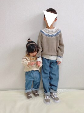 「Seraph（セラフ）のアイテム（パンツ）」を使った、YuAchiさん（キッズ・70cm）の冬コーディネート