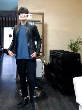 「YARD PLUS（ヤードプリュス）のアイテム（スラックス）」を使った、ピスタチオさん（メンズ・181cm）の秋コーディネート