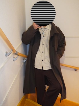 「AIVER（アイバー）のアイテム（ステンカラーコート）」を使った、しーさん（メンズ・177cm）の冬コーディネート