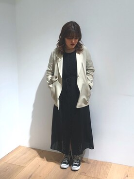 「おうちスタイル」｜「アイテム（ジャケット/アウター）」を使った、KAZUE KAWAMOTOさん（レディース・164cm）の春コーディネート
