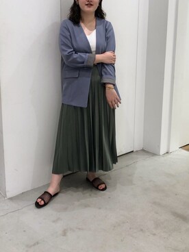 「PUBLIC TOKYO（パブリックトウキョウ）のアイテム（ノーカラージャケット）」を使った、KAZUE KAWAMOTOさん（レディース・164cm）の夏コーディネート