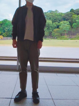 「チロリアンシューズ」｜「アイテム（MA-1）」を使った、ひろやすさん（メンズ・170cm）の秋コーディネート