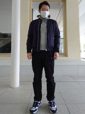 「RAGEBLUE（レイジブルー）のアイテム（MA-1）」を使った、ひろやすさん（メンズ・170cm）の春コーディネート