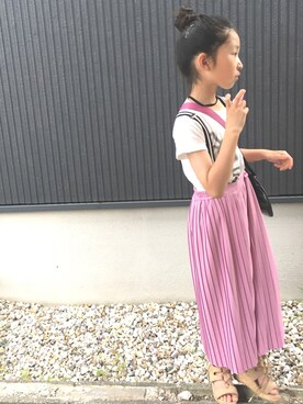 「SISTER JENNI（SISTER JENNI）のアイテム（その他パンツ、ピンク系）」を使った、mochikoさん（レディース・160cm）の春コーディネート