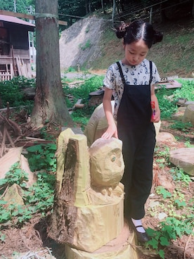 「GO TO HOLLYWOOD（ゴートゥーハリウッド）のアイテム（Tシャツ/カットソー、ホワイト系）」を使った、mochikoさん（レディース・160cm）の夏コーディネート