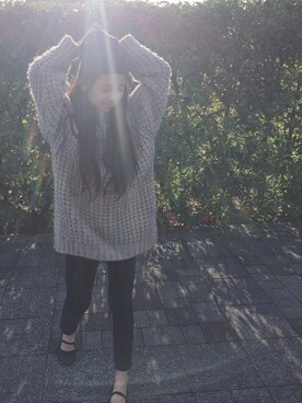 「ZARA（ザラ）のアイテム（ニット/セーター、ベージュ系）」を使った、mochikoさん（レディース・160cm）の秋コーディネート