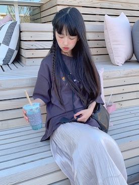 「GLOBAL WORK（グローバルワーク）のアイテム（スカート、ベージュ系）」を使った、mochikoさん（レディース・160cm）の春コーディネート