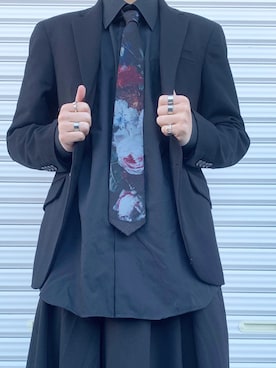 「Yohji Yamamoto（ヨウジヤマモト）のアイテム（フォーマルスーツ/小物）」を使った、世夏さん（メンズ・168cm）の春コーディネート