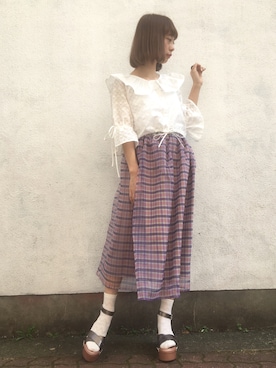 「オーガンジー」｜「アイテム（その他シューズ）」を使った、merry jenny 名古屋店さん（レディース・160cm）の夏コーディネート
